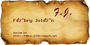 Fábry Jolán névjegykártya